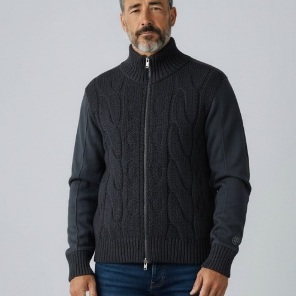 Diesel Wool\Cotton Cable Knit Full Zip Sweater Men's XL